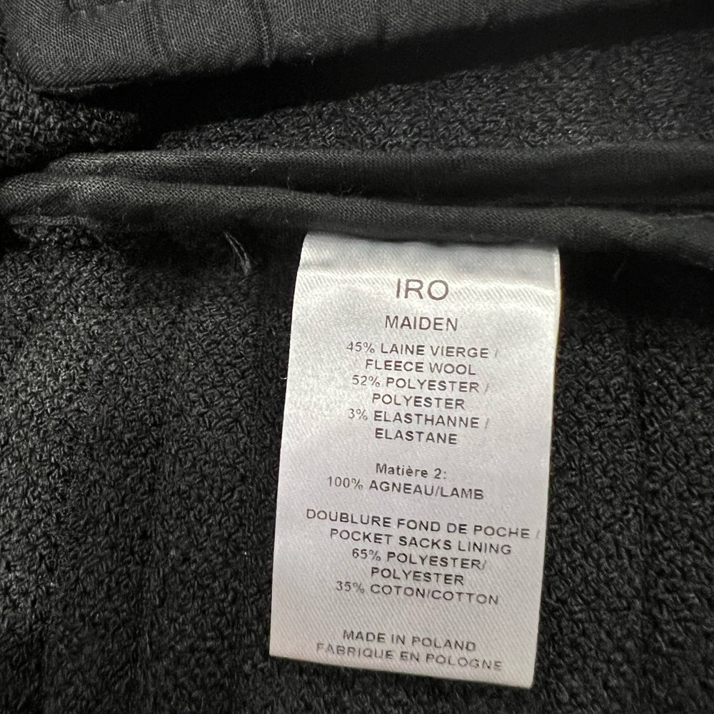 IRO Maiden Boucle‎ Knit Moto Jacket - Black Leather Trim Edgy Professional - Picture 12 of 12